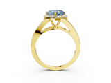 Yellow gold Fancy Blue Heart  Halo Split Shank Diamond Ring with Prong Setting_23