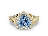 Yellow gold Fancy Blue Heart  Halo Split Shank Pave Diamond Ring with Four-Prong Setting_50