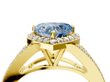 Yellow gold Fancy Blue Heart  Halo Split Shank Pave Diamond Ring with Four-Prong Setting_54