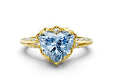 Yellow gold Fancy Blue Heart  Halo Split Shank Pave Diamond Ring with Petal Prong Setting_15