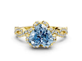 Yellow gold Fancy Blue Heart  Halo Twist Band Solitaire Ring with Six-Prong Setting_32