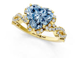 Yellow gold Fancy Blue Heart  Halo Twist Band Solitaire Ring with Six-Prong Setting_33