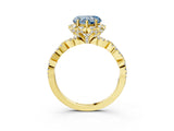 Yellow gold Fancy Blue Heart  Halo Twist Band Solitaire Ring with Six-Prong Setting_35