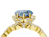 Yellow gold Fancy Blue Heart  Halo Twist Band Solitaire Ring with Six-Prong Setting_36