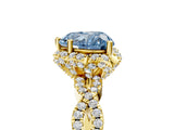 Yellow gold Fancy Blue Heart  Halo Twist Band Solitaire Ring with Six-Prong Setting_37