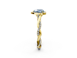 Yellow gold Fancy Blue Heart  Halo Twist Band Solitaire Ring_22