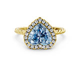 Yellow gold Fancy Blue Heart  Halo Twisted Band Four-Prong Diamond Ring_20