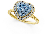 Yellow gold Fancy Blue Heart  Halo Twisted Band Four-Prong Diamond Ring_21