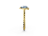 Yellow gold Fancy Blue Heart  Halo Twisted Band Four-Prong Diamond Ring_22