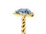 Yellow gold Fancy Blue Heart  Halo Twisted Band Four-Prong Diamond Ring_25