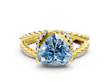 Yellow gold Fancy Blue Heart  Halo Twisted Band Four-Prong Ring_32