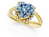 Yellow gold Fancy Blue Heart  Halo Twisted Band Four-Prong Ring_33