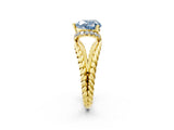 Yellow gold Fancy Blue Heart  Halo Twisted Band Four-Prong Ring_34