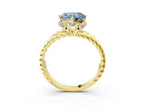Yellow gold Fancy Blue Heart  Halo Twisted Band Four-Prong Ring_35