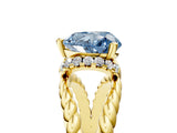 Yellow gold Fancy Blue Heart  Halo Twisted Band Four-Prong Ring_37
