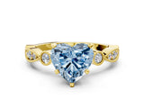 Yellow gold Fancy Blue Heart  Milgrain Bezel Diamond Engagement Ring with Solitaire Prong Setting_141