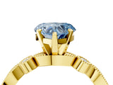 Yellow gold Fancy Blue Heart  Milgrain Bezel Diamond Engagement Ring with Solitaire Prong Setting_145