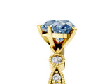 Yellow gold Fancy Blue Heart  Milgrain Bezel Diamond Engagement Ring with Solitaire Prong Setting_146