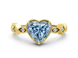 Yellow gold Fancy Blue Heart  Milgrain Marquise Diamond Twist Band Ring_63