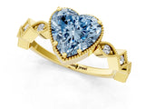 Yellow gold Fancy Blue Heart  Milgrain Marquise Diamond Twist Band Ring_64