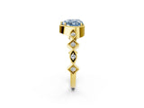 Yellow gold Fancy Blue Heart  Milgrain Marquise Diamond Twist Band Ring_65