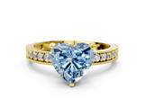 Yellow gold Fancy Blue Heart  Milgrain Pave Diamond Engagement Ring with Four-Prong Setting_135