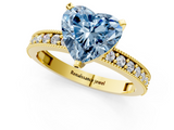 Yellow gold Fancy Blue Heart  Milgrain Pave Diamond Engagement Ring with Four-Prong Setting_136