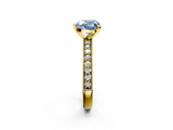 Yellow gold Fancy Blue Heart  Milgrain Pave Diamond Engagement Ring with Four-Prong Setting_137