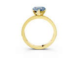 Yellow gold Fancy Blue Heart  Milgrain Pave Diamond Engagement Ring with Four-Prong Setting_138