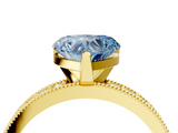 Yellow gold Fancy Blue Heart  Milgrain Pave Diamond Engagement Ring with Four-Prong Setting_139