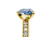 Yellow gold Fancy Blue Heart  Milgrain Pave Diamond Engagement Ring with Four-Prong Setting_140