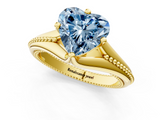 Yellow gold Fancy Blue Heart  Solitaire Beaded Band Six-Prong Setting_1