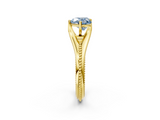 Yellow gold Fancy Blue Heart  Solitaire Beaded Band Six-Prong Setting_2