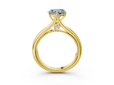 Yellow gold Fancy Blue Heart  Solitaire Beaded Band Six-Prong Setting_3