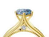 Yellow gold Fancy Blue Heart  Solitaire Beaded Band Six-Prong Setting_4