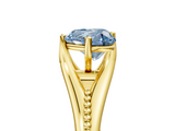 Yellow gold Fancy Blue Heart  Solitaire Beaded Band Six-Prong Setting_5