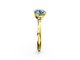 Yellow gold Fancy Blue Heart  Solitaire Beaded Band with Four-Prong Setting_75