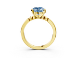 Yellow gold Fancy Blue Heart  Solitaire Beaded Band with Four-Prong Setting_76