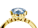 Yellow gold Fancy Blue Heart  Solitaire Beaded Band with Four-Prong Setting_77