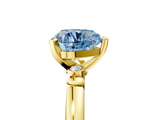 Yellow gold Fancy Blue Heart  Solitaire Beaded Band with Four-Prong Setting_78