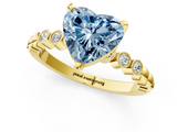 Yellow gold Fancy Blue Heart  Solitaire Bezel Accent Diamond Engagement Ring with Beaded Band and Four-Prong Setting_25