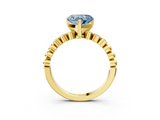 Yellow gold Fancy Blue Heart  Solitaire Bezel Accent Diamond Engagement Ring with Beaded Band and Four-Prong Setting_27