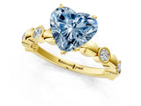 Yellow gold Fancy Blue Heart  Solitaire Bezel-Set Diamond Ring with Beaded Band and Four-Prong Setting_33