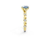 Yellow gold Fancy Blue Heart  Solitaire Bezel-Set Diamond Ring with Beaded Band and Four-Prong Setting_34