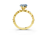 Yellow gold Fancy Blue Heart  Solitaire Bezel-Set Diamond Ring with Beaded Band and Four-Prong Setting_35