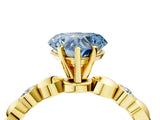 Yellow gold Fancy Blue Heart  Solitaire Bezel-Set Diamond Ring with Beaded Band and Four-Prong Setting_36