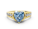 Yellow gold Fancy Blue Heart  Solitaire Bezel-Set Diamond Ring with Channel-Set Band_38
