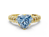 Yellow gold Fancy Blue Heart  Solitaire Chevron Pave Diamond Engagement Ring with Six-Prong Setting_3