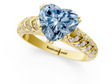 Yellow gold Fancy Blue Heart  Solitaire Chevron Pave Diamond Engagement Ring with Six-Prong Setting_4