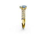 Yellow gold Fancy Blue Heart  Solitaire Chevron Pave Diamond Engagement Ring with Six-Prong Setting_5